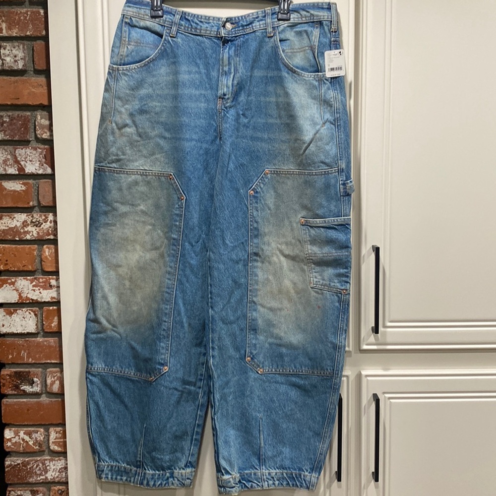 NWT Free People We The Free Loren Barrel Jeans Denim 32 high rise - Picture 1 of 13